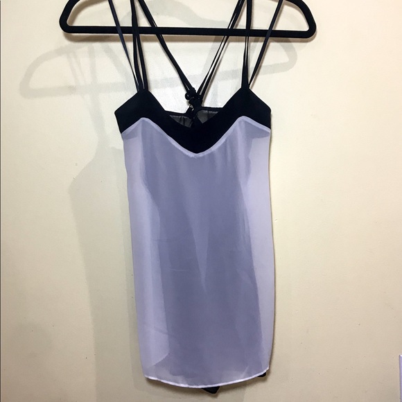 BCBGeneration chiffon white and black tank - Picture 1 of 2